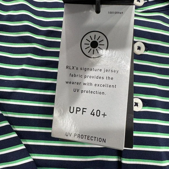 NWT RLX Ralph Lauren Ivy Golf Club Polo Shirt L Green Blue UV Protection Mens